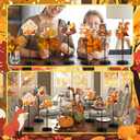 Wenqik 6 Pcs Thanksgiving Tabletop Decor Turkey Table Centerpiece Standing Thanksgiving Party Decorations Turkey Sign Wooden Block Fall Shelf Ornaments Pumpkin Maple Leaf for Home Autumn Harvest