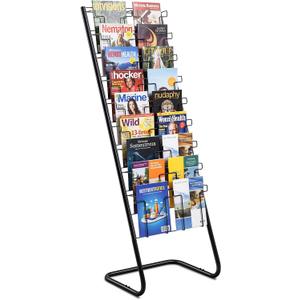 Zonon 57" Magazine Rack Floor Holder 18 Pockets Tiered Display Holder Floor Standing Brochure Display Stand for Books Newspaper Catalogs Libraries Retail Stores Shop Exhibitions Office