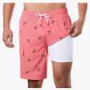 BRISIRA Mens Swim Trunks Bathing Suit 9 Inch Inseam Compression Liner Beach Long Board Shorts Swimsuit Anti-Chafe Quick Dry, 34 L