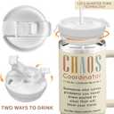 2 x Gifts For Women - Chaos Coordinator Birthday Christmas Mother Day Gift for Mom Sister Best Friend Boss Coworker Manager Teacher Assistant - Funny Gift 40oz Tumbler With Handle & Straw Lid (Cream)