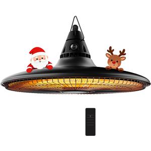 Hanging Heater, 1500W Outdoor Electric Patio Ceiling Heater with Remote Control, Infrared for Courtyard, Garage, Patio, Overheat & Tip-Over Protection, Waterproof, Black