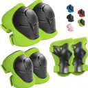 Wemfg Kids Protective Gear Set Knee Pads for Kids 3-14 Years Toddler Knee and Elbow Pads with Wrist Guards 3 in 1 for Skating Cycling Bike Rollerblading Scooter (Green)
