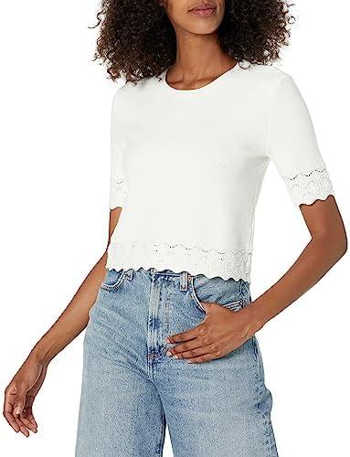 Club Monaco Women's Fancy Stitch Short Sleeve Tee, XL