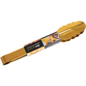 10 Gold Metal 9.5 in Serving Tongs with Scalloped Edge Durable Stainless Steel Tableware Utensils for Party Buffet Event and Catering Use