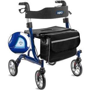 Rollator Walkers with Ergonomic Seat for Seniors,Foldable Rolling Walker with 8" All Terrain Wheels, Handles and Brakes for Seniors and Adult