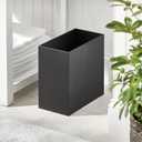 mDesign Small Steel Rectangular 2.4 Gallon/9.1 Liter Trash Can, Waste Basket for Bathroom, Bedroom, Home Office - Holds Garbage, Recycling, Household Items - Linn Collection - Matte Black