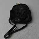 Clear Backpack for Stadium Events 12x12x6, Thick PVC Small Clear Bag with Leather Trim Fashion Women Backpack (Black)