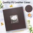Popotop Photo Album 4x6 200 Photos with Writing Space, Leather Cover Album with Display Picture Window, Photo Book for Wedding Family Baby Gift