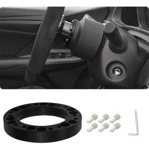 Steering Wheel Hub Adapter, Wheel Hub Spacers, Aluminium Alloy 12mm Steering Wheel Hub PCD Adapter Spacer, Car Accessories Wheel Adapters Spacers for Momo Nardi OMP Sparco and Most Cars (Black)