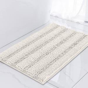 Turquoize Luxury Chenille Bath Rug for Bathroom Rugs Extra Absorbent Bath Mat Non Slip Microfiber Shower Rug for Bathroom Microfiber Shaggy Carpet Rug Size, 17"x 24", Cream