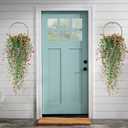 Artificial Hanging Flowers, 3 Pcs Fake Hanging Plants Artificial Vines for Outdoors, Fake Ivy Vine UV Resistant No Fade Faux Plants for Indoor Outside Garden Patio Yard Greenery Decoration (Dark Red)