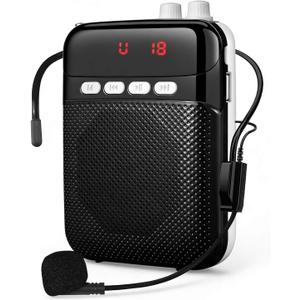 Portable Voice Amplifier for Teachers with Bluetooth, 2400mAh Rechargeable Personal Amplifier PA System Headset for Speaking Microphone for Teachers,Tour Guides, Coaches, Classroom,Yoga(Black)