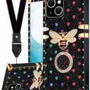 Loheckle for iPhone 14 Plus Case, Designer Retro Luxury Cases for Women with Ring Stand Holder and Lanyard, Stylish Bee Cute Cover for iPhone 14 Plus 6.7 Inch
