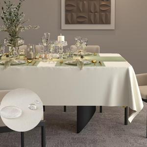 ZIWUROAD Table Cloth for Rectangle Tables, Waterproof Washable Double-Sided Tablecloth, Soft Thick Classic Table Cover for Dining, Wedding, Party Decorations - 60 x 120 Inch, Cream