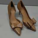 Womens Bow Heels Closed Pointed Toe Dress Shoes Stiletto Slip on Wedding Pumps (9.5, Coffee)