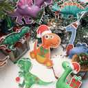 24 Pcs Dino Ornaments for Christmas Tree 6'' Felt Dinosaur Hanging Ornament Cute Christmas Tree Decor Dinosaur Ornament for Holiday Themed Birthday Party Xmas Favors