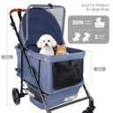 Dog Stroller for Large & Medium Dogs, Pet Stroller for 2 Small Dogs, Extra Large Heavy Duty, Foldable Design, Adjustable Handle, with Pocket, Up to 66lbs(Navy Blue)