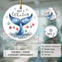 8 x Whale Tail 2025 - Double Sided Ceramic Ornaments for Christmas Tree Decorations, Present for Animal Lover, Hanging Decoration, Whale Gifts for Women, Friend, Family, Coworker