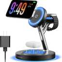 New 3 in 1 Charging Station for Apple Compatible with Magsafe Charger Stand for iPhone 17 16 15 14 13 12 Wireless Charging Station for AirPods Wireless Charger for iWatch Series (Black)
