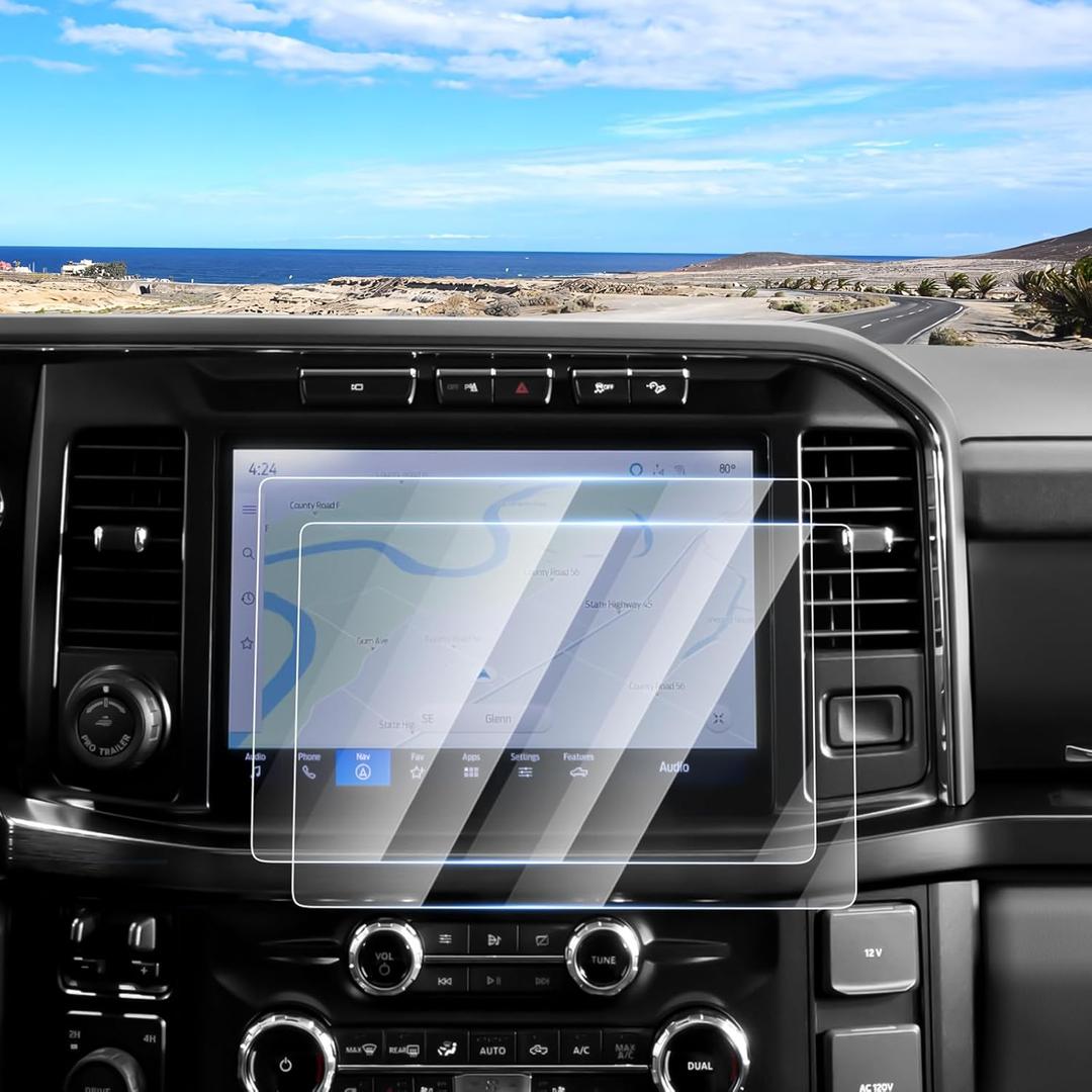 Canvcle 2PCS Screen Protector for 2023-2025 2026 Ford Super Duty F250 F350 F450, 12 Inch Touch Screen Protector Tempered Glass Navigation Display Screen Cover Infotainment Protective Film