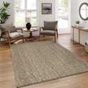 LEEVAN Washable Kitchen Rug 5' x 8', Natural Bathroom Rug, Reversible Living Room Rugs, Farmhouse Low Profile Bedroom Rugs, Modern Nursery Carpet for Foyer Laundry/Proch Decor