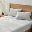 BEDELITE Velvet Fitted Sheet and Pillowcase Set, Luxury Soft Fuzzy Bottom Sheet with Reinforced Elastic Corner Straps, Deep Pocket up to 15 Inch, 1 Fitted Sheet and 1 Pillowcase (Twin, Light Grey)