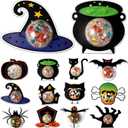 Engrowtic 24 Pcs Halloween Candy Holder Cards with Clear Domes Candy Trick or Treat Boxes Containers DIY Witch Hat Pumpkin Ghost Cards Crafts for Halloween Party Favor Decorations Bags Stuffers