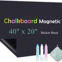  Qiytecno Chalk Board Contact Paper with Adhesive, 40" x 20" Magnetic Chalkboards for Wall, Wallpaper Sheets for Office for School and Kids, Includes Liquid Chalks Markers and Dishcloth and Magnet (Black)
