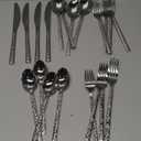 KINGSTONE 20 Piece Hammered Silverware Set, 18/10 Stainless Steel Flatware Set for 8, Cutlery Set for Home, Party, Wedding, Mirror Polished Dishwasher Safe