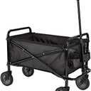 Collapsible Folding Heavy Duty Utility Wagon for Outdoor Sports, Camping, Garden, and Shopping, Black