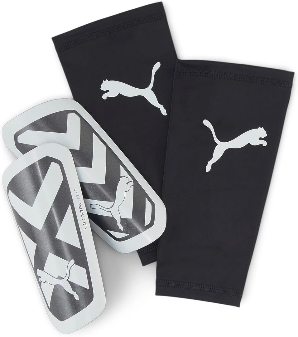 PUMA Ultra Light Sleeve Soccer Shin Guards (X-Small, Puma Black-Puma White)