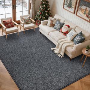 FinRec 5x7 Washable Area Rugs for Bedroom Living Room, Low Pile Thin Rug Solid Color, Non-Slip Carpet Indoor for Home Decor (Grey)
