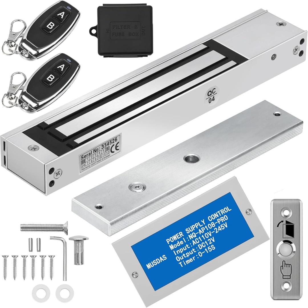 Access Control Outswinging 600lb Electromagnetic Door Lock Kit System, with Two Remote Control, Built-in Alert Tone (Not Adsorbed Correctly)