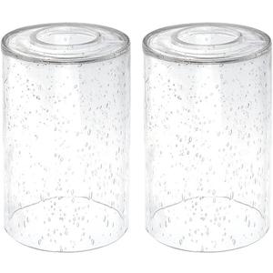 2 Pack Clear Seeded Glass Shade, Cylinder Light Fixture Replacement Globe or Cover with 1-5/8-Inch Fitter for Chandelier Wall Sconce Pendant Light, G0004