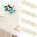 Cheese Cloth Table Runner Romantic Boho Rustic Sheer Gauze Semi Sheer Gauze Fabric Runners for Wedding Birthday Baby Shower Party Boho Table Decoration 4Pcs Beige