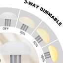 Mushroom Lamp, Retro Table Lamp with Touch Control Switch, 3 Way Dimmable Nightstand Lamp for Bedroom and Living Room, 6W LED Bulb Included (Silver)