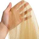 6 Pcs First Communion Decorations Gauze 10 ft Table Runner Glitter Metallic Foil Sheer Tulle Chiffon Cheesecloth Sequin Table Runner for Wedding Party Anniversary Birthday (Gold)