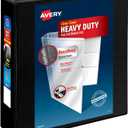 Avery Heavy-Duty View 3 Ring Binder, 3 Inch One Touch Slant Rings, 3.5" Spine, 1 Black Binder (79100)