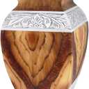 Urn for Ashes for Women & Male, Cremation Urns for Human Ashes Adult Female and Man, Funeral Decorative Urns, Large Square Model, Brown Wood Texture, Burial, Aluminium - Full Size