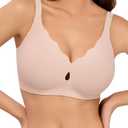 LUCKMEEY Bras for Women No Underwire Wave Push Up Wireless Bra Seamless Bras Full Coverage Bralettes Lift Everyday Bra Skin, Size: S