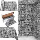 Kochorie 200 Ft X 54 Inch Stone Wall Tablecloth Roll with Cutter Box Disposable Plastic Stone Table Cover Medieval Stone Brick Table Cloth Dirt Floor Wall Backdrops for Farm Wedding Birthday Party