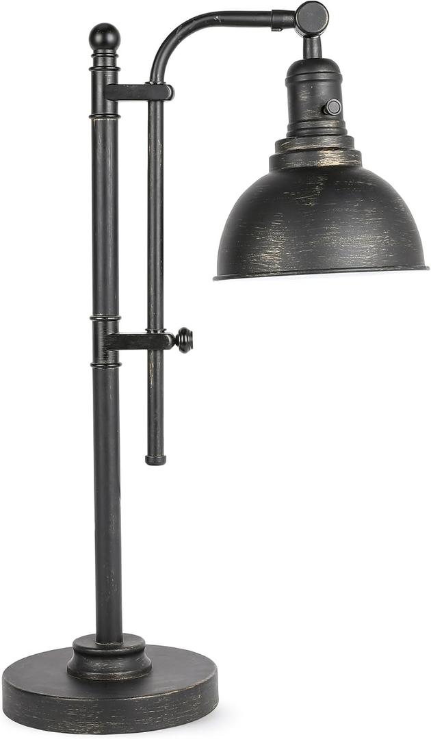 VONLUCE Rustic Desk Lamp Bronze Adjustable, Industrial Style Metal Task Lamps 25"-29", Vintage Work Light, Farmhouse Reading Lamp in Aged Bronze Finish, ETL Certificate