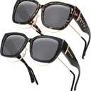 Polarized Fit Over Glasses Sunglasses for Women, 2 Pack Lightweight OTG Sunglasses UV400 Protection for Driving Outdoor