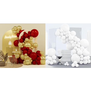 PartyWoo Red and Gold Balloons 140 pcs and PartyWoo White Balloons 140 pcs