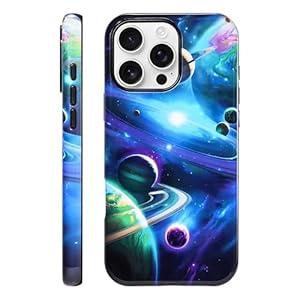 TYOROY Case for iPhone 16 Pro Max 6.9 inch, Glossy Character Fashion Cute Aesthetics Scenery Durable Hybrid Double-Layer Hard Shell for Girl Boy Women Men, Universe Planet