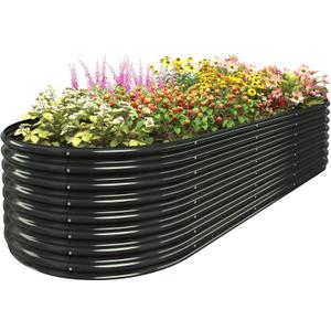 FRIZIONE 9FT(L)x4FT(W)x2FT(H) Galvanized Raised Garden Bed Outdoor, Metal Raised Garden Beds for Flower, Raised Planter Box Outdoor for Herb, Vegetable-Gray, 9FTx4FTx2FT
