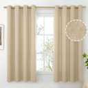 BGment Beige Linen Curtains 63 Inch Length for Bedroom, Boho Burlap Light Filtering Window Drapes with Grommet Thick Non See Through for Living Room Farmhouse, 2 Panels Set, Each 52 Inch Wide