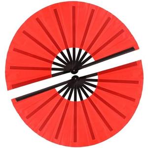 13inch Large Rave Fan Popping Fan Clacking Fans for Line Dancing,Hand Fans for Women Foldable,Boots on The Ground Fan,Portable for Outdoor,Wedding,Party,Decoration(Red+Black Ribs,2 Packs)