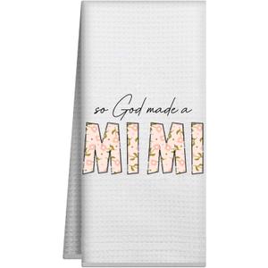 Mimi Gifts Kitchen Towels, So God Made A Mimi Waffle Hand Tea Towel for Bathroom Kitchen Decor, Gift for Grandma Christmas Birthday from Grandkids, 16x24 Inch
