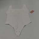 FeelinGirl Bodysuits for Women Seamless Square Neck Tummy Control Compression Thong Shapewear Bodysuit Tank Tops Bodysuit (X-Large-XX-Large, White)